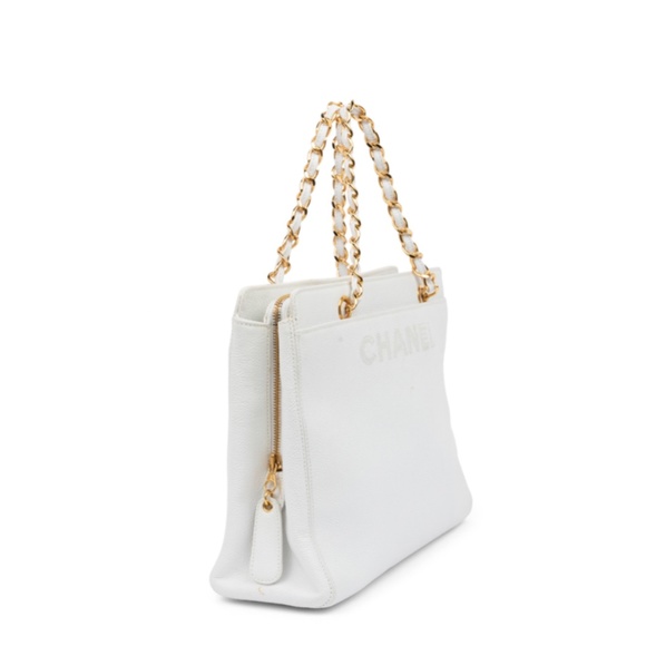 VINTAGE CHANEL White Caviar Leather Bag from 1997-1999 - Authentic! - Picture 2 of 10